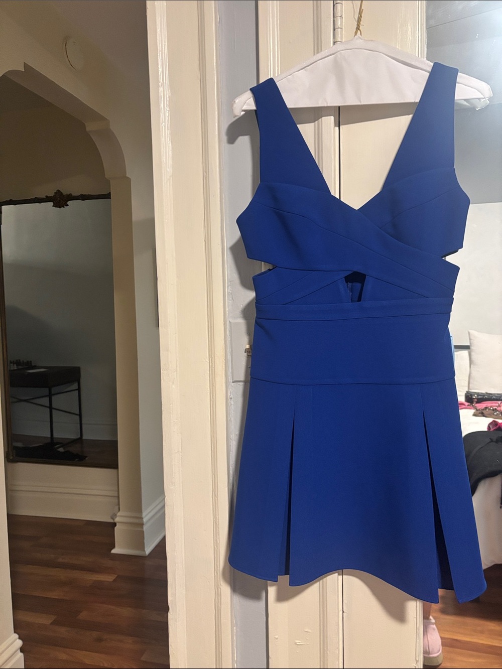 BCBGMaxAzria Royal Blue Cross-Front Mini Dress